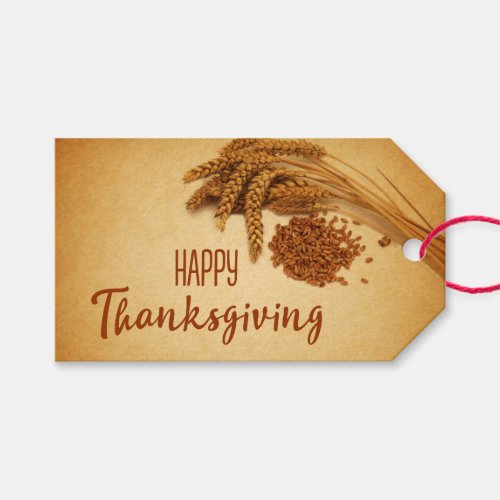 Vintage Happy Thanksgiving Wheat Corn Gift Tags