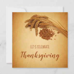 Vintage Happy Thanksgiving Wheat Corn Invitation