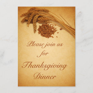 Vintage Happy Thanksgiving Wheat Corn Invitation