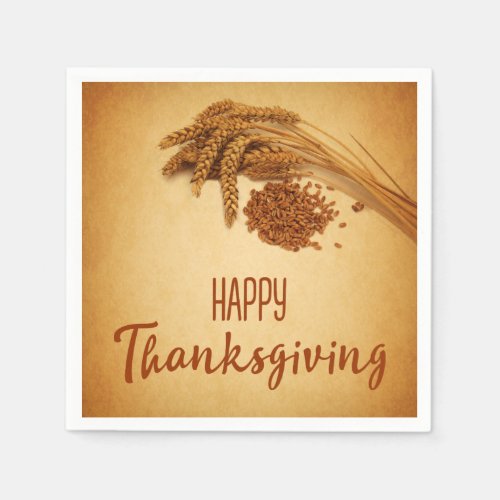 Vintage Happy Thanksgiving Wheat Corn Napkins