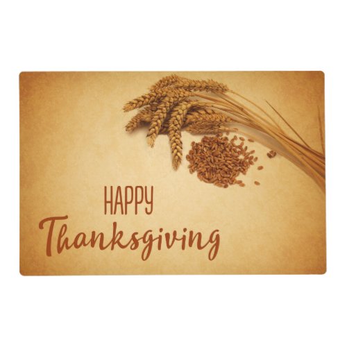 Vintage Happy Thanksgiving Wheat Corn Placemat