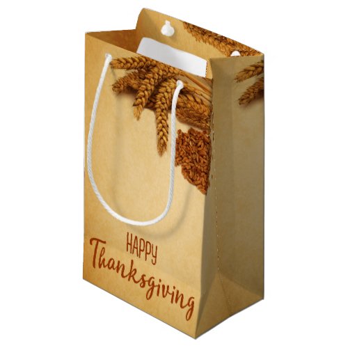 Vintage Happy Thanksgiving Wheat Corn Small Gift Bag
