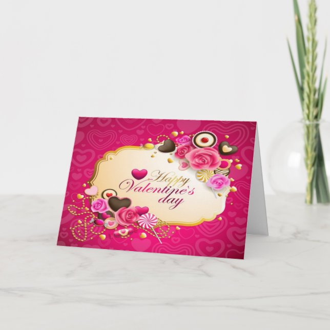Vintage Happy Valentine's Day Holiday Card (Front)