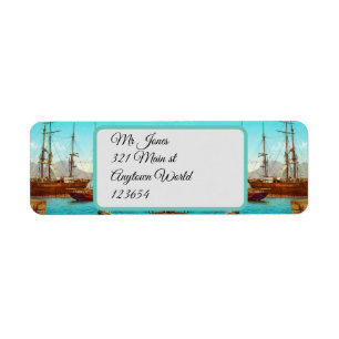 Vintage harbor Italy 1800s Label