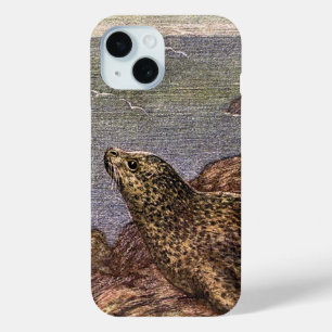 Vintage Harbor Seals, Marine Life Ocean Animals iPhone 15 Case