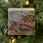 Vintage Harbor Seals, Marine Life Ocean Animals Ceramic Ornament