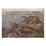 Vintage Harbor Seals, Marine Life Ocean Animals Cloth Placemat