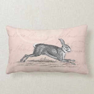 Vintage Hare Bunny Rabbit Illustration - Rabbits Lumbar Pillow