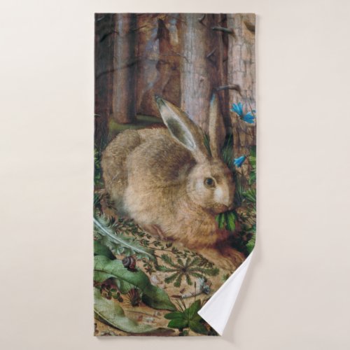 Vintage Hare in the Forest _ Hans Hoffmann Bath Towel