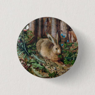 Vintage Hare in the Forest - Hans Hoffmann Button