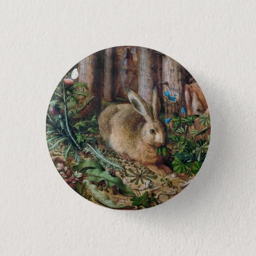 Vintage Hare in the Forest _ Hans Hoffmann Button