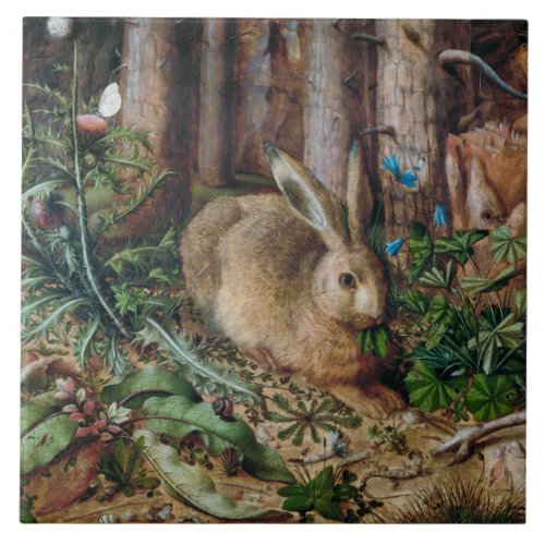 Vintage Hare in the Forest _ Hans Hoffmann Ceramic Tile