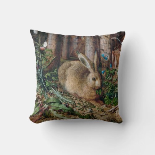 Vintage Hare in the Forest _ Hans Hoffmann Cushion