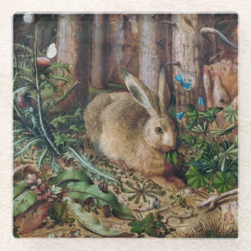 Vintage Hare in the Forest _ Hans Hoffmann Glass Coaster