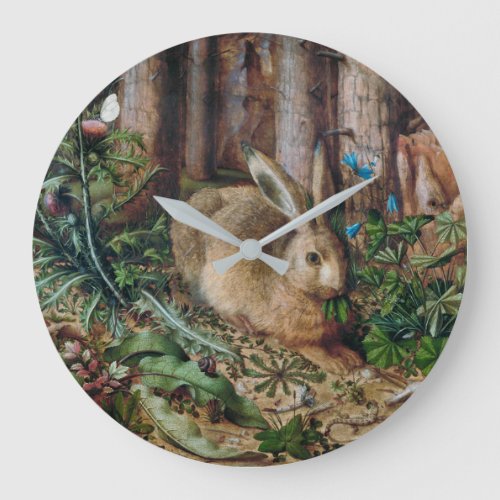 Vintage Hare in the Forest _ Hans Hoffmann Large Clock