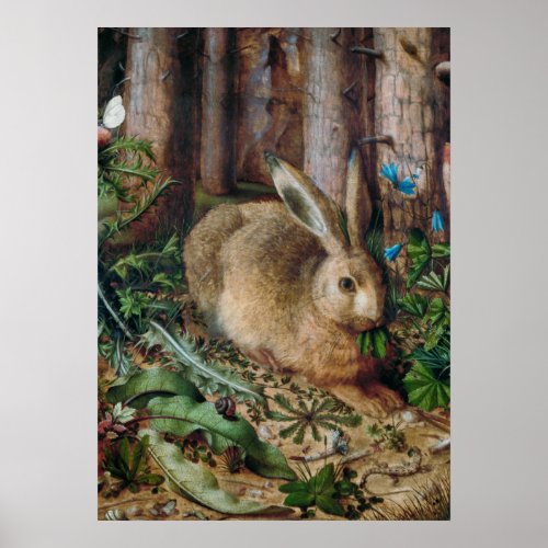 Vintage Hare in the Forest _ Hans Hoffmann Poster