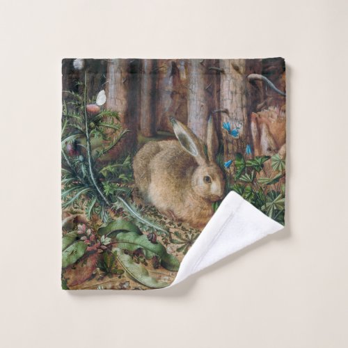 Vintage Hare in the Forest _ Hans Hoffmann Wash Cloth