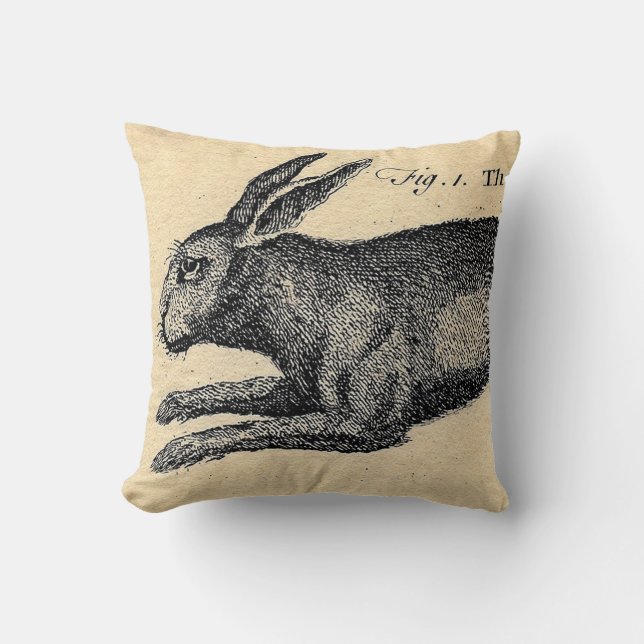 Vintage Hare Rabbit Pillow (Front)