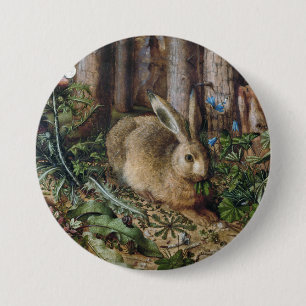 Vintage Hare Woodland Nature Dark Cottagecore Button