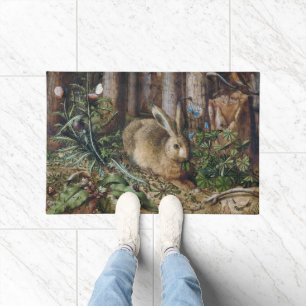Vintage Hare Woodland Nature Dark Cottagecore Doormat