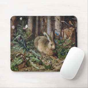 Vintage Hare Woodland Nature Dark Cottagecore Mouse Pad
