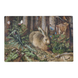 Vintage Hare Woodland Nature Dark Cottagecore Placemat