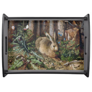 Vintage Hare Woodland Nature Dark Cottagecore Serving Tray