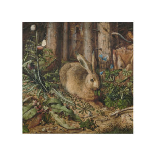 Vintage Hare Woodland Nature Dark Cottagecore Wood Wall Art