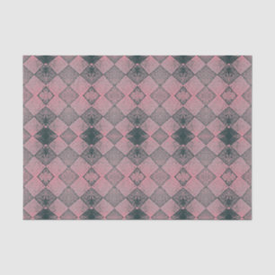 Vintage Harlequin Diamond Pink Black Pattern Tissue Paper