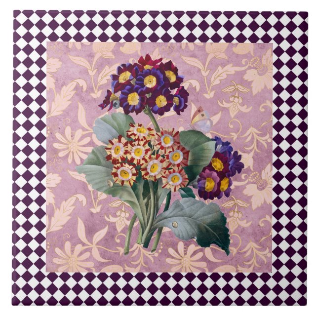 Vintage Harlequin Garden Flower Panel   Ceramic Tile (Front)
