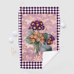 Vintage Harlequin Garden Flower Panel Golf Towel