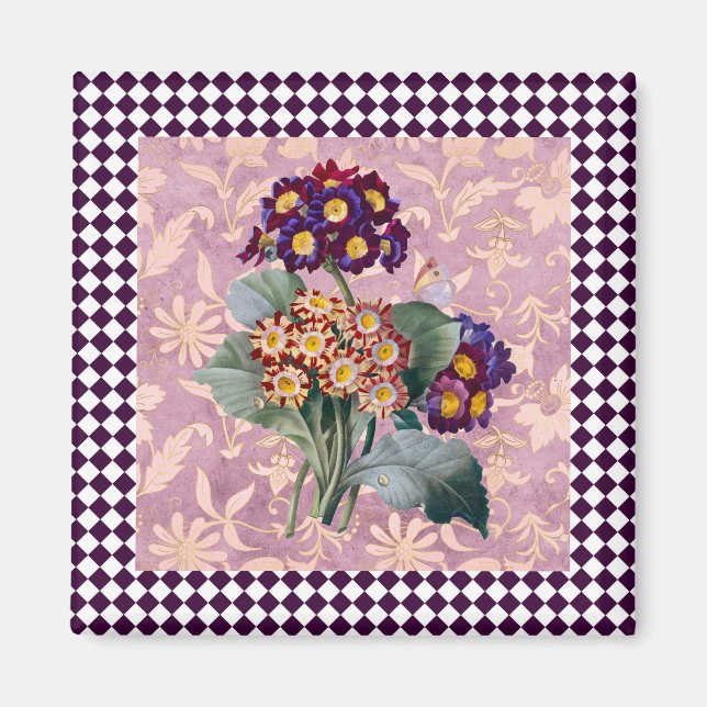 Vintage Harlequin Garden Flower Panel  Magnet (Front)