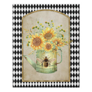 Vintage Harlequin Garden Sunflowers Faux Canvas