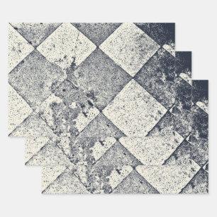 Vintage Harlequin Inspired Black And White Texture Wrapping Paper Sheets