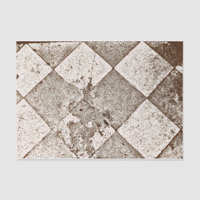 Vintage Harlequin Inspired Old Sepia Texture Tissue Paper (Front)