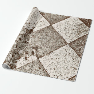 Vintage Harlequin Inspired Old Sepia Texture Wrapping Paper