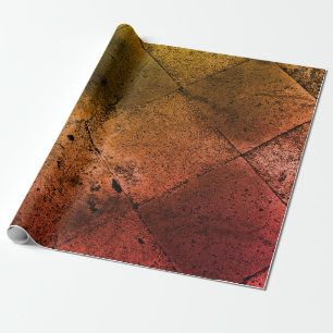 Vintage Harlequin Inspired Orange Rust Texture Wrapping Paper