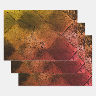 Vintage Harlequin Inspired Orange Rust Texture Wrapping Paper Sheets