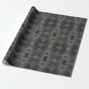 Vintage Harlequin Inspired Silver Gray Pattern Wrapping Paper