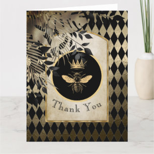 Vintage Harlequin Queen Bee Thank You Card