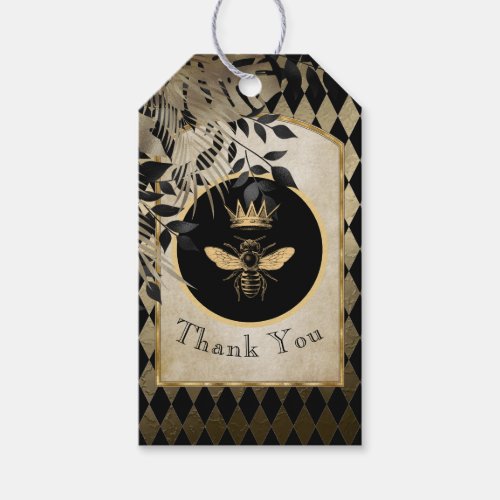Vintage Harlequin Queen Bee Thank You  Gift Tags