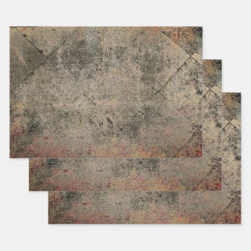 Vintage Harlequin Sepia Brown Black Grunge Texture Wrapping Paper Sheets