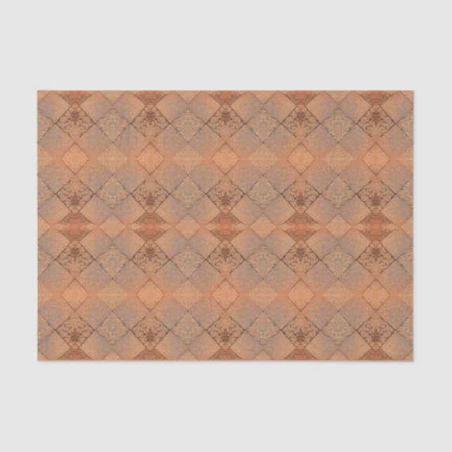 Vintage Harlequin Sepia Texture Diamond Pattern Tissue Paper (Front)