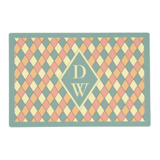 Vintage Harlequine Diagonal in Pastels Monogram Placemat