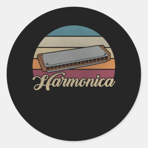 Vintage Harmonica Blues Musical Instrument Classic Round Sticker