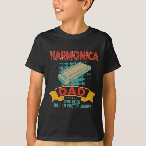 Vintage Harmonica Dad Im Pretty Sharp Funny Instru T_Shirt