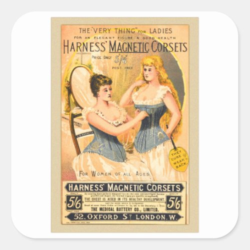 Vintage Harness Magnetic Corsets Square Sticker