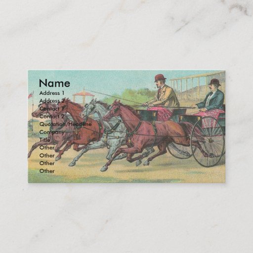 Customizable Vintage Harness Racing Business Cards