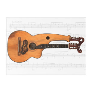 VINTAGE HARP GUITAR 10x14 Acrylic Print