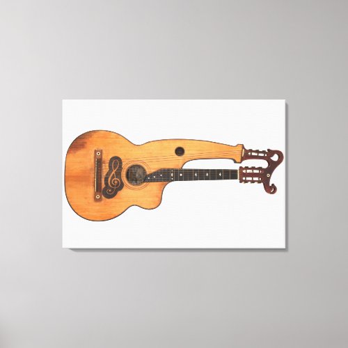 VINTAGE HARP GUITAR 24x36 Canvas Print